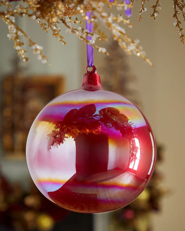 Red Pearl Glass Ball Christmas Ornament