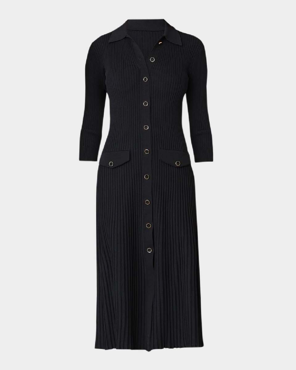 Nyla Ribbed Polo Midi Dress