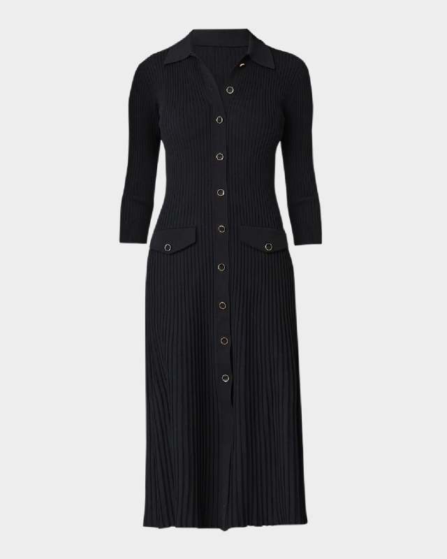 Nyla Ribbed Polo Midi Dress