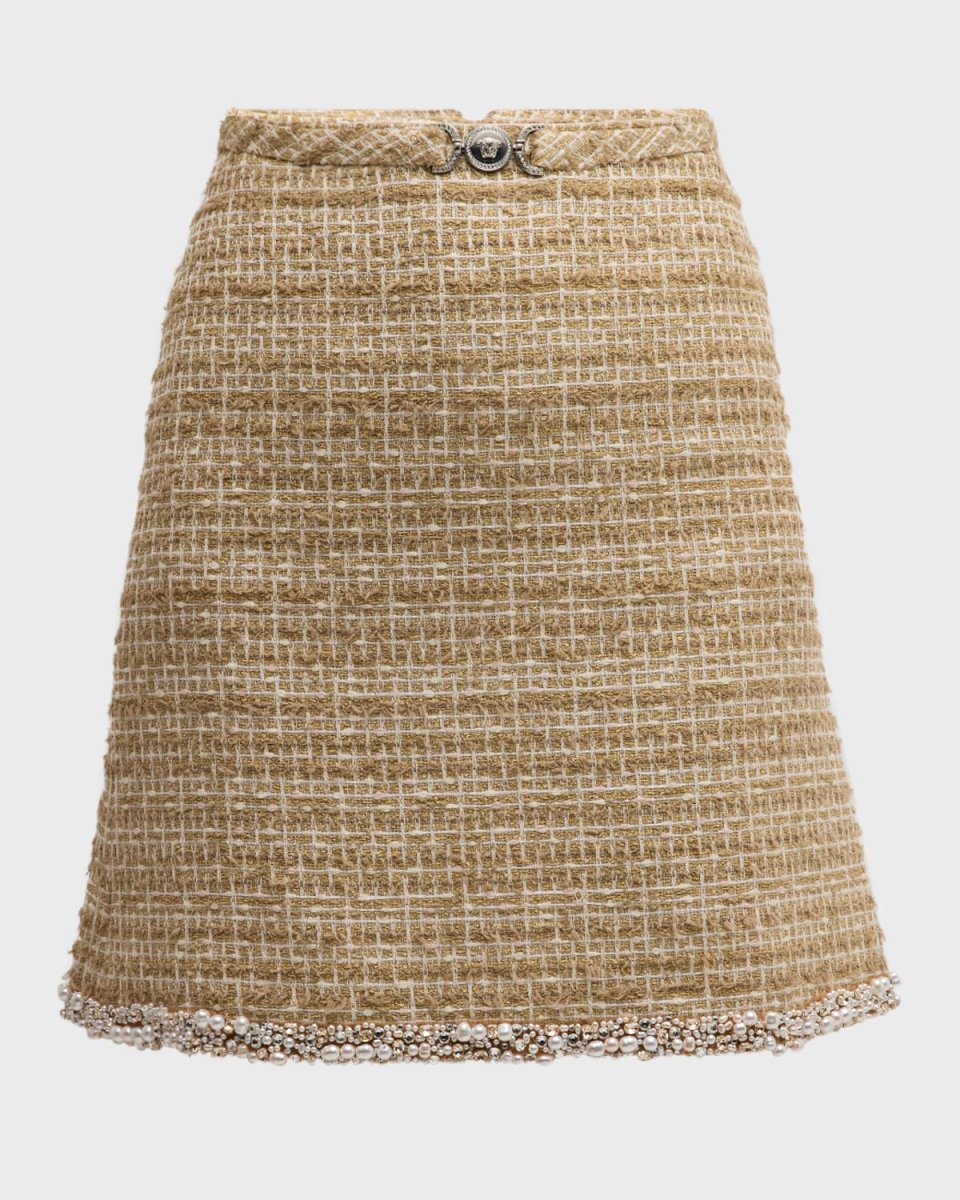 Beaded Tweed Mini Skirt