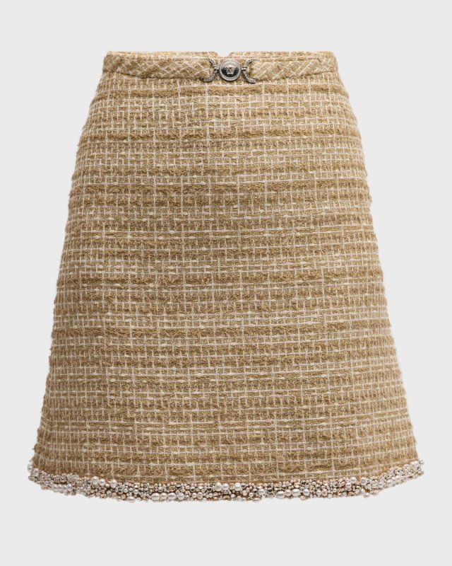 Beaded Tweed Mini Skirt