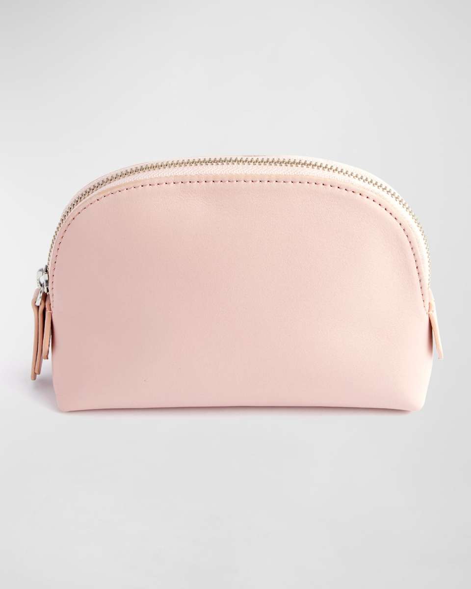 Monogrammed Compact Leather Cosmetic Bag