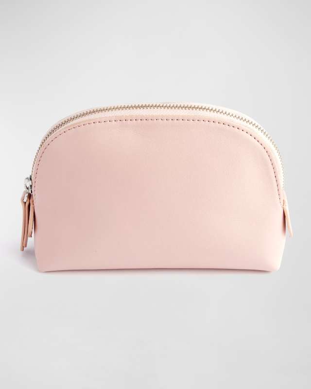 Monogrammed Compact Leather Cosmetic Bag