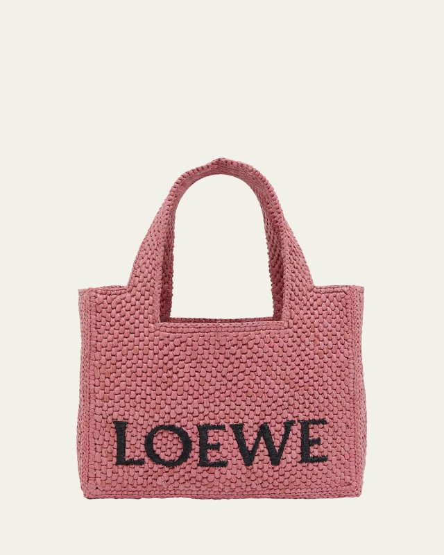 x Paula's Ibiza Font Logo Mini Tote Bag in Raffia