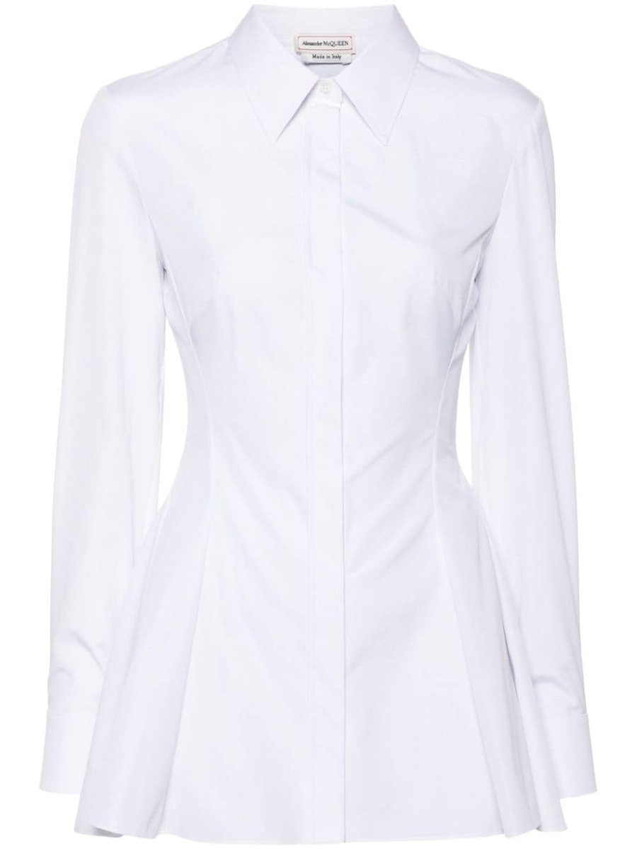 pleat-detail cotton shirt