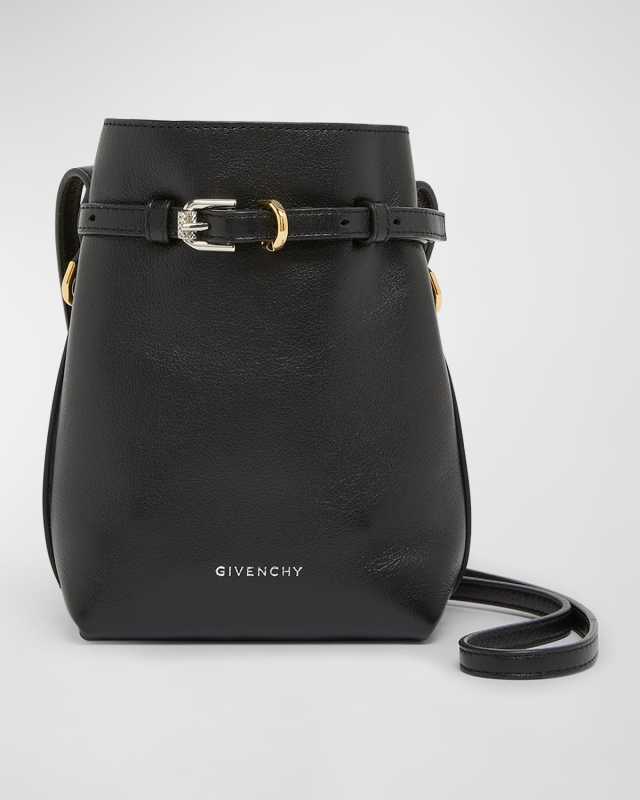 Voyou Phone Pouch Bucket Bag in Shiny Tumbled Leather