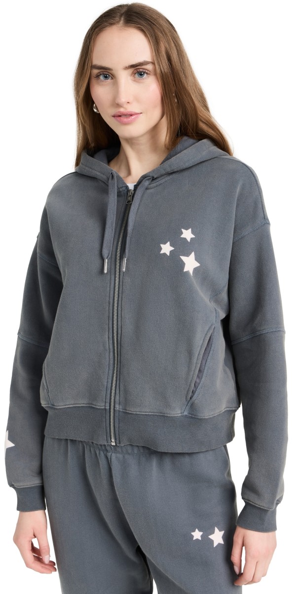 Spiritual Gangster Fleece Hana Stars Zip Hoodie Slate
