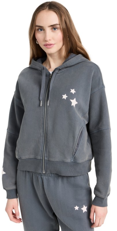 Spiritual Gangster Fleece Hana Stars Zip Hoodie Slate