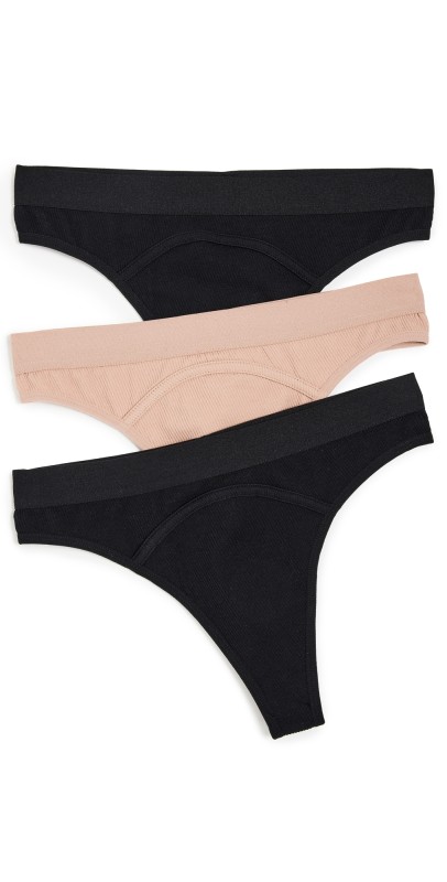 Honeydew Intimates Cyrus Rib Seamless Thong 3 Pack Black/Bon Bon/Black