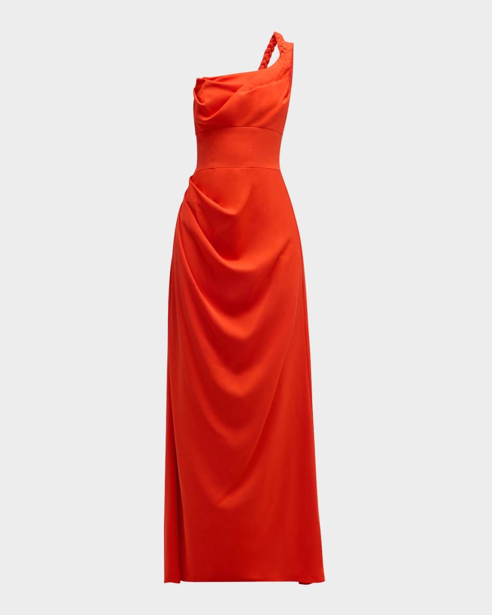 Marion Ruched One-Shoulder Gown