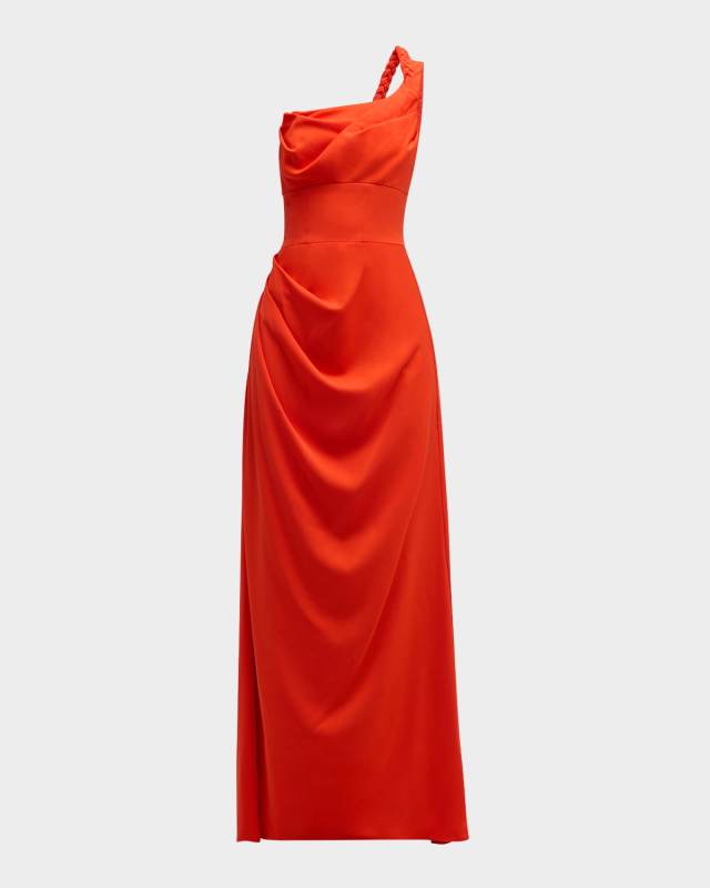 Marion Ruched One-Shoulder Gown