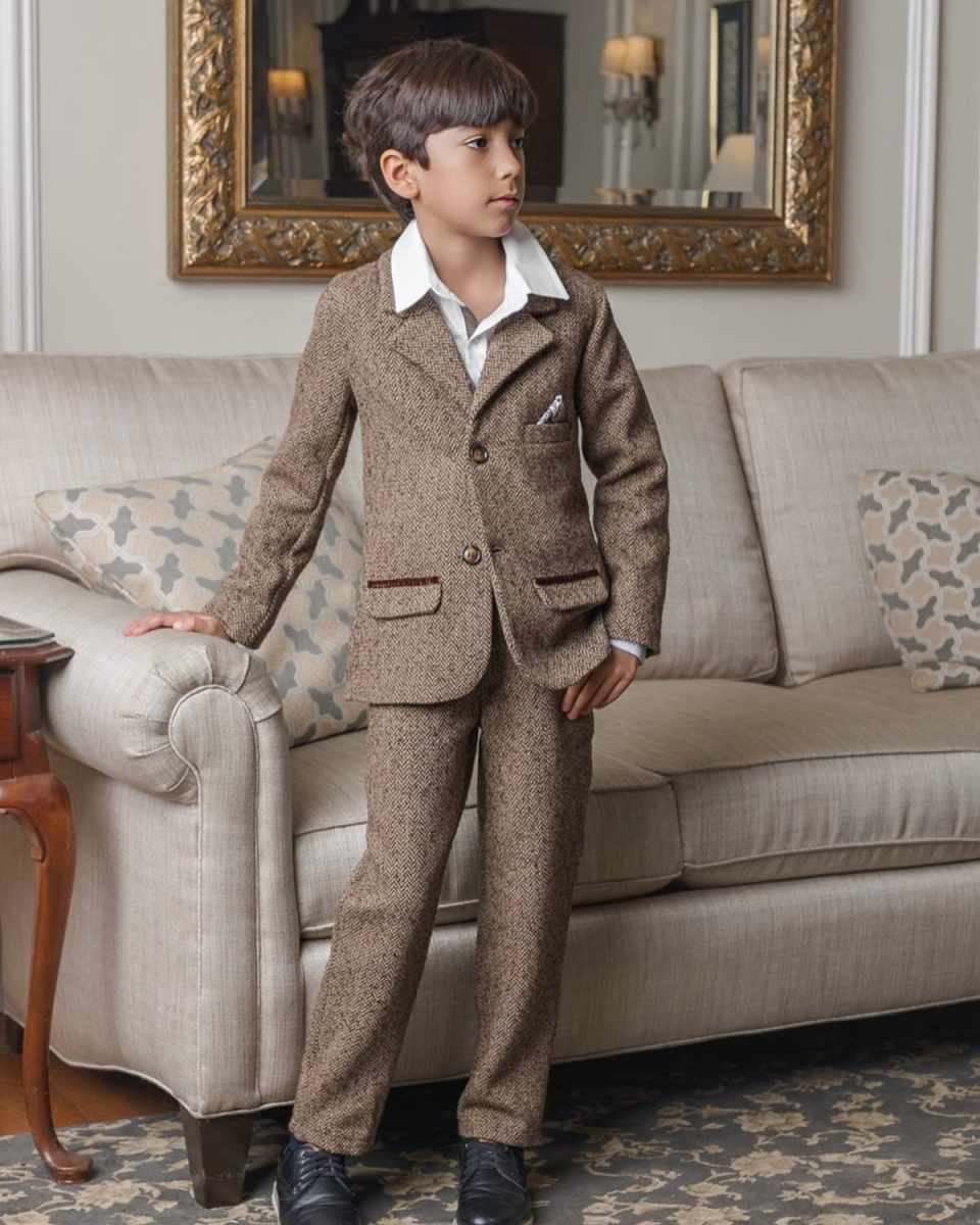 Boy's Herringbone Tweed Pants, Size 12M-8