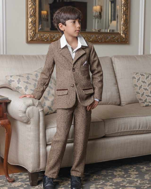 Boy's Herringbone Tweed Pants, Size 12M-8