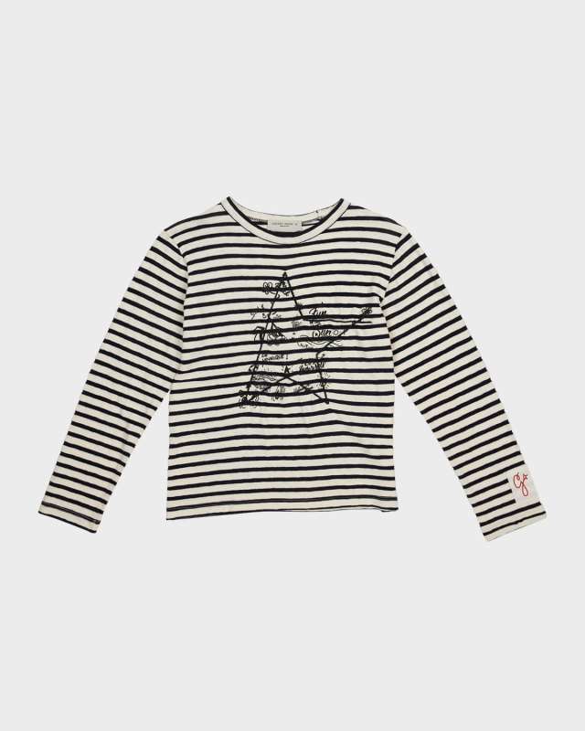 Boy's Striped Doodled T-Shirt, Size