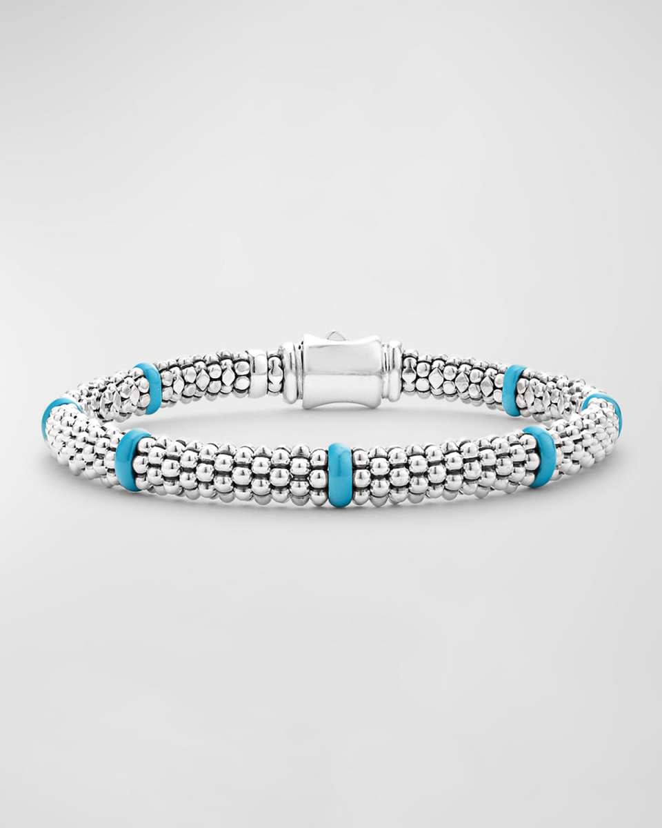 Sterling Silver Caviar Ceramic Station Bracelet