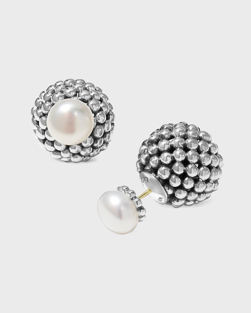 Caviar Pearl Front-Back Stud Earrings