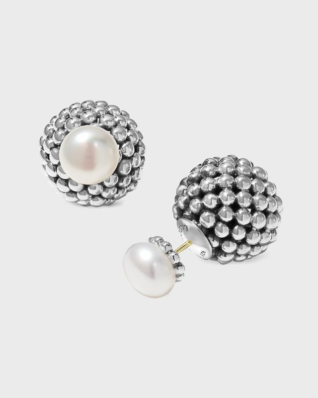 Caviar Pearl Front-Back Stud Earrings