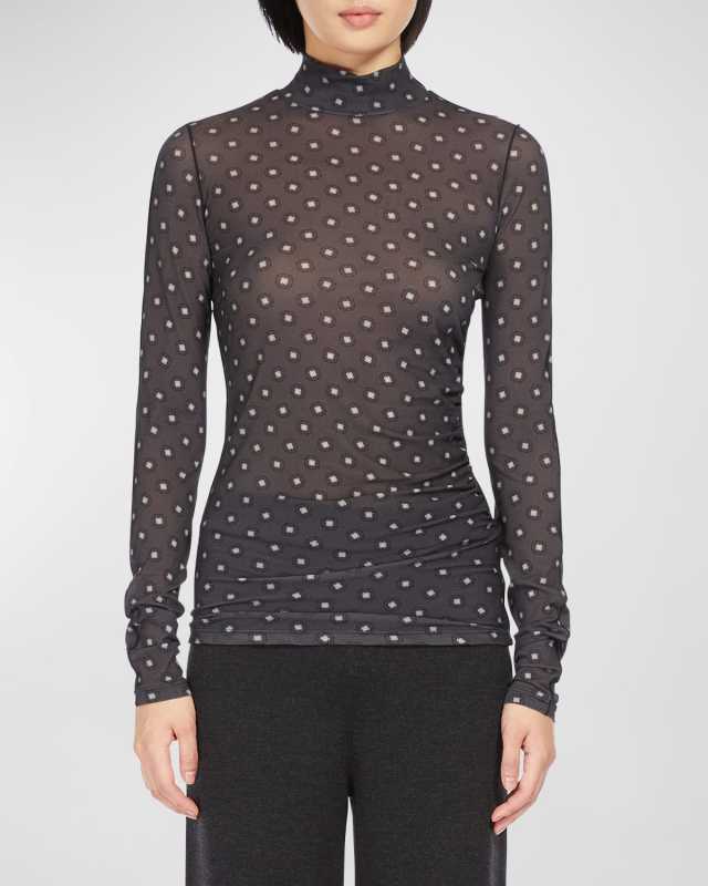 Abituro Sheer Mock-Neck T-Shirt