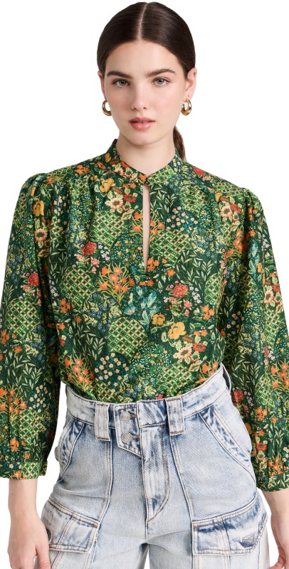 Birds of Paradis Bailey Blouse Evergreencallop