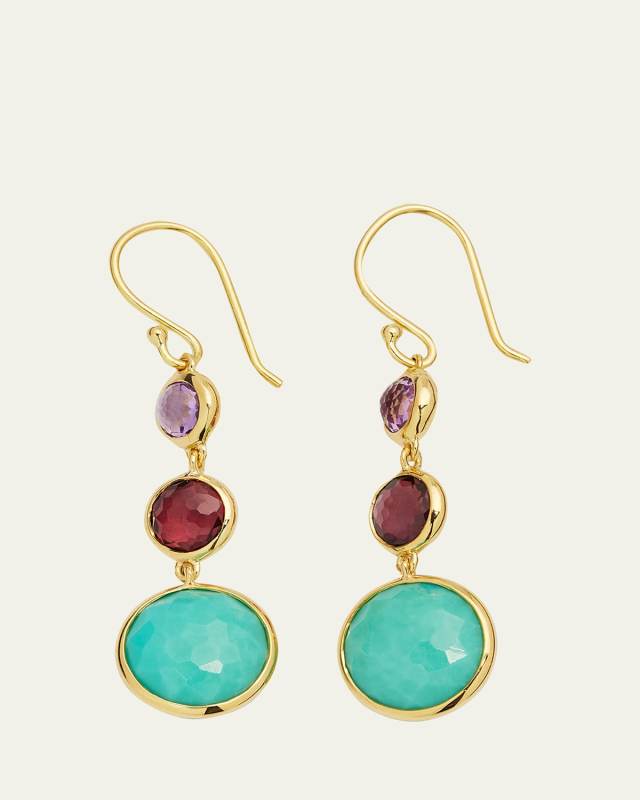 Lollitini 3-Stone Drop Earrings in 18K Gold