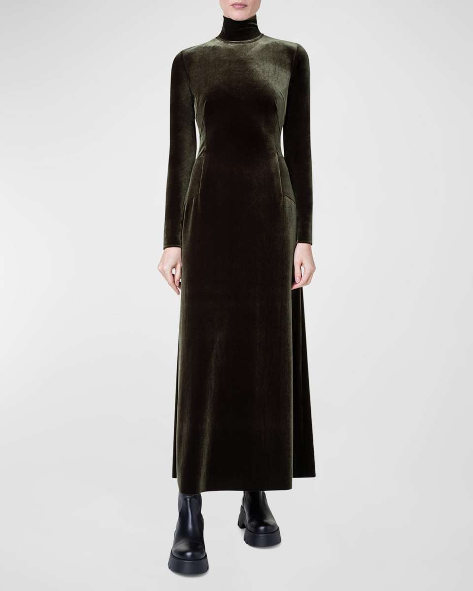 Fluid Velvet Mock-Neck Gown