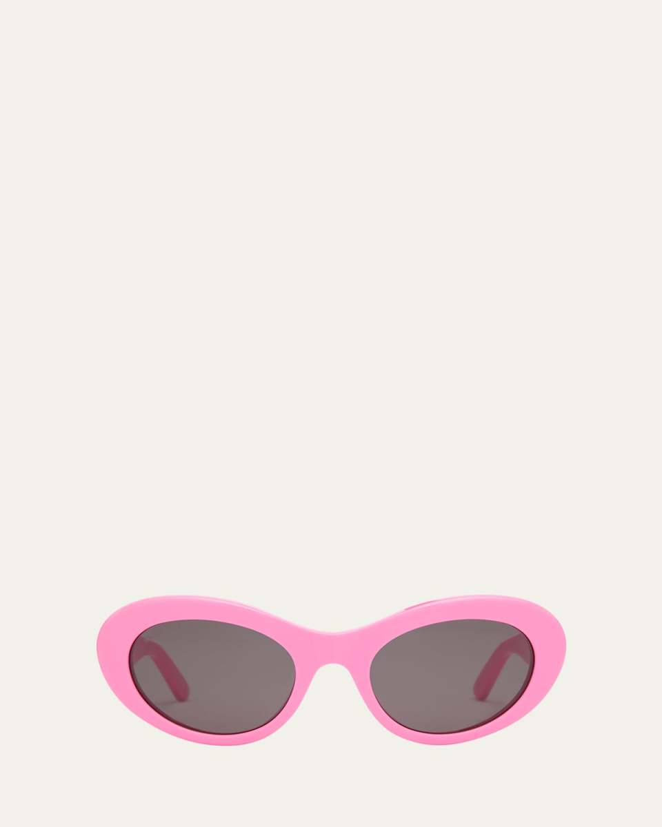 Logo Acetate Round Sunglasses