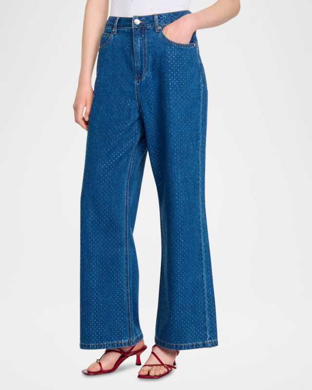 Moonlight Embellished Wide-Leg Jeans