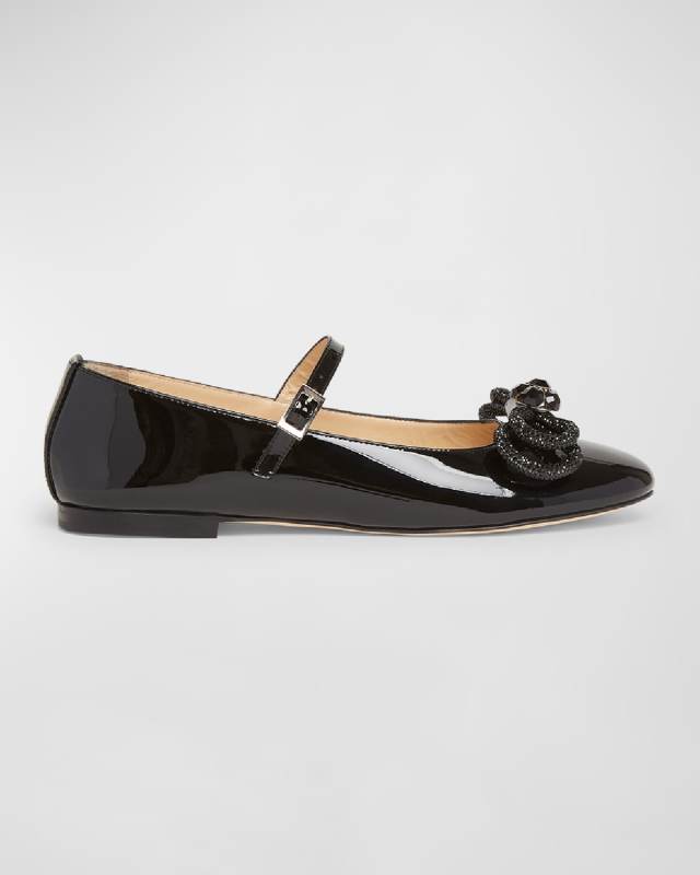 Double Bow Patent Mary Jane Flats