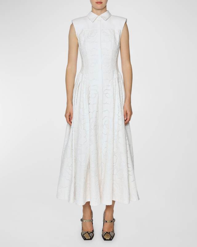 Alain Floral Lace Fit-&-Flare Maxi Shirtdress