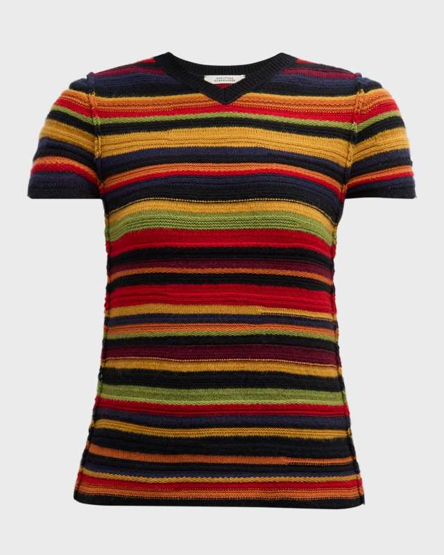 Colorful Luxury Striped Cashmere Pullover