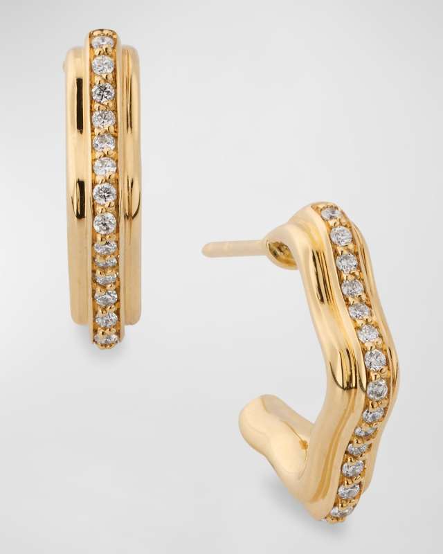 18K Yellow Gold Huggie Earrings with GH/SI Diamonds