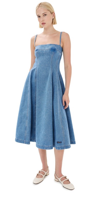 Marni Coated Denim Balloon Dress Cobalt
