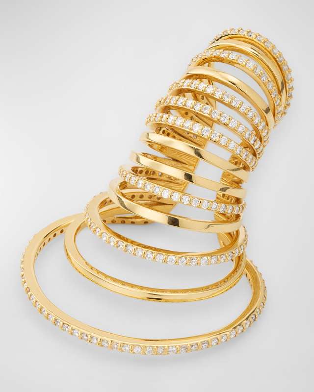 Large Multi Hoop Ear Cuff with Diamonds, Single