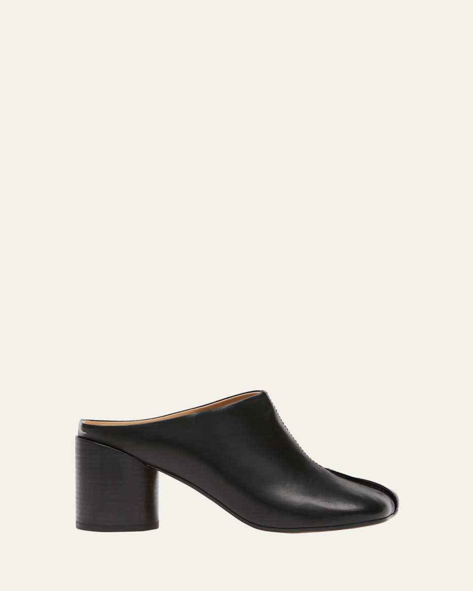 Leather Block-Heel Mules
