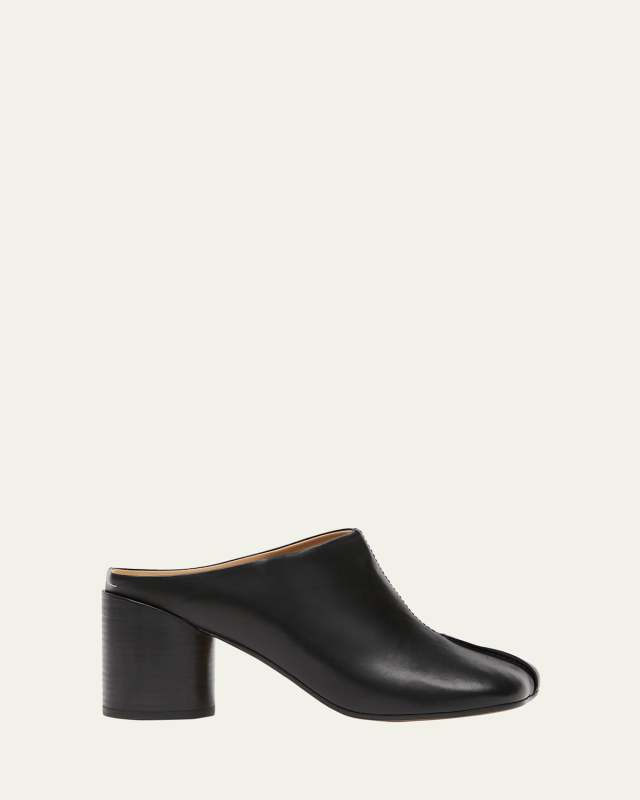 Leather Block-Heel Mules