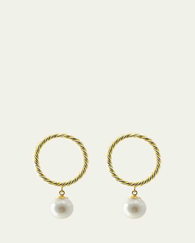 Akoya Pearl Hand-Twisted 18K Yellow Gold Earrings