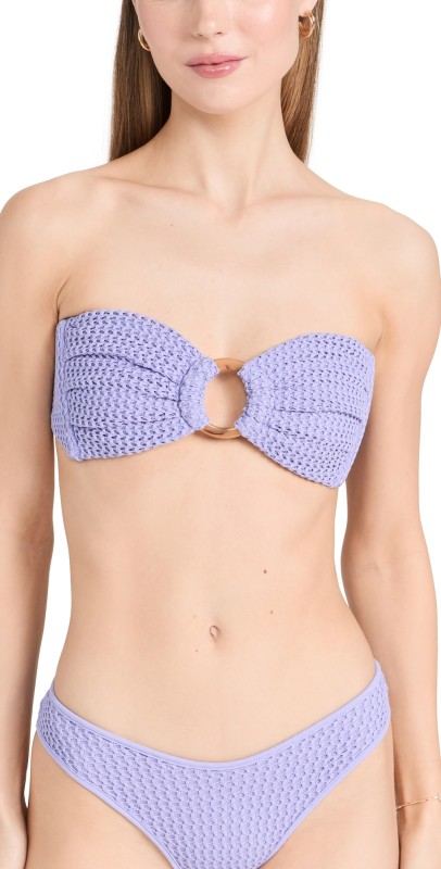 Montce Tori Ties Bandeau Bikini Top Lavender Crochet