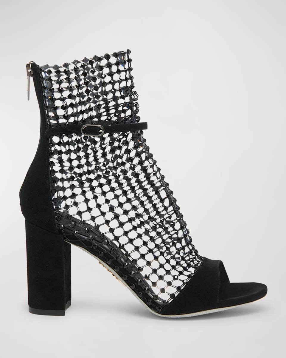 Galaxia Crystal Net Block-Heel Sandals