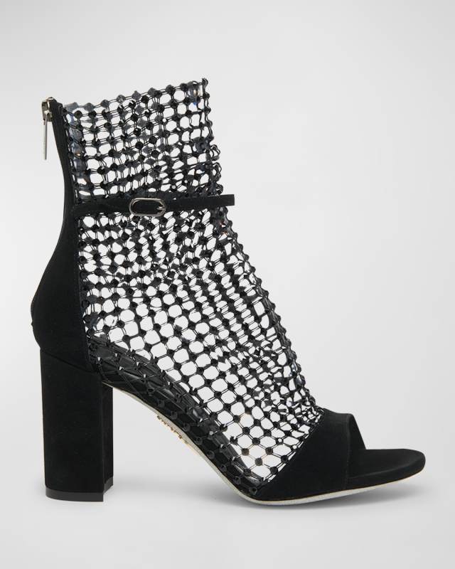 Galaxia Crystal Net Block-Heel Sandals