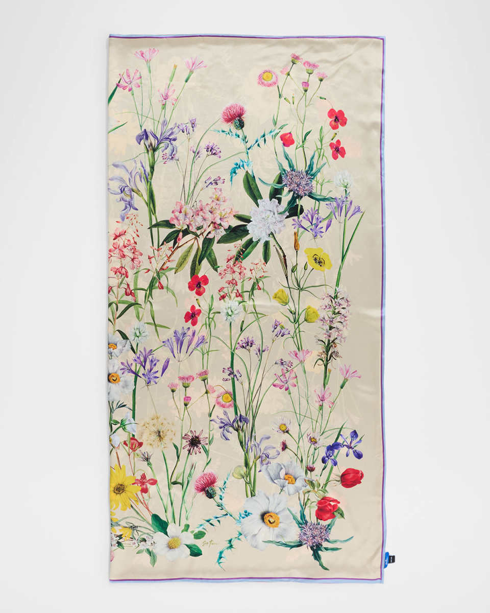 Neiman Marcus Exclusive Whitney Double Sided Floral-Print Silk Scarf