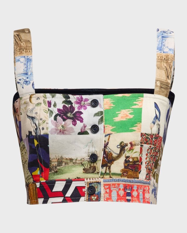 Bloomsbury Collage-Print Saint Tropez Crop Top