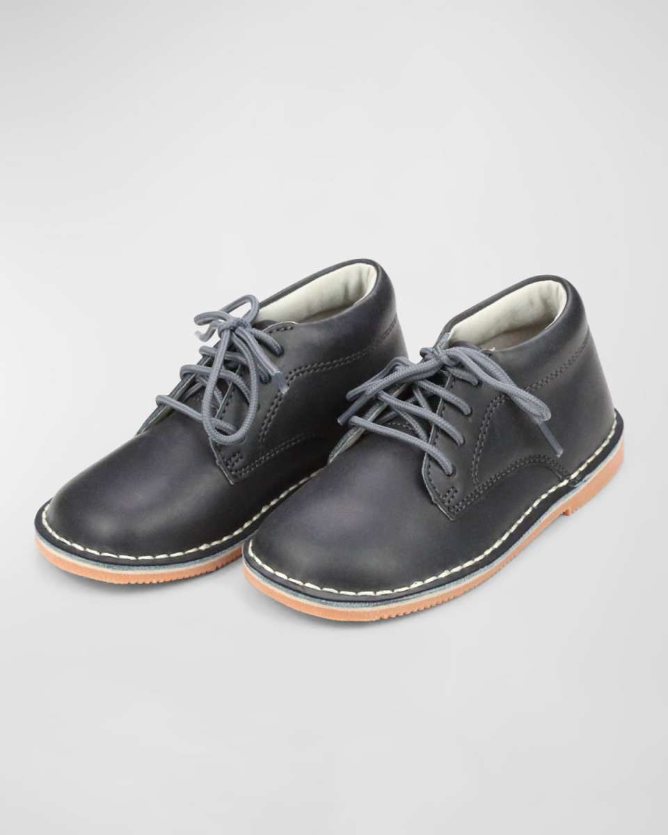 Boy's Tuck Leather Mid-Top Lace-Up Shoes, Baby/Toddler/Ki