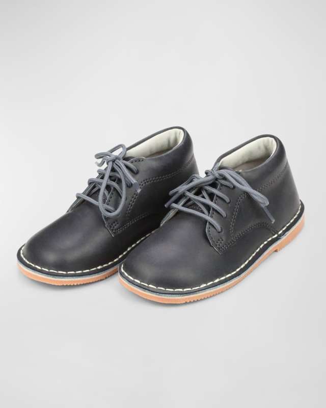 Boy's Tuck Leather Mid-Top Lace-Up Shoes, Baby/Toddler/Ki