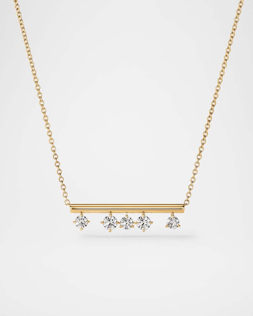 Barre 18K Yellow Gold Floating Diamond Pendant Necklace