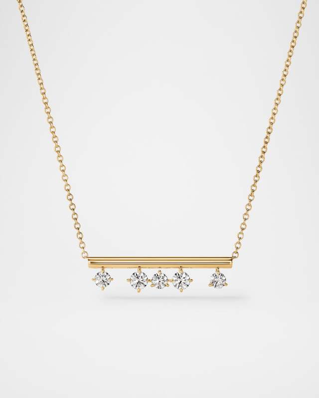 Barre 18K Yellow Gold Floating Diamond Pendant Necklace
