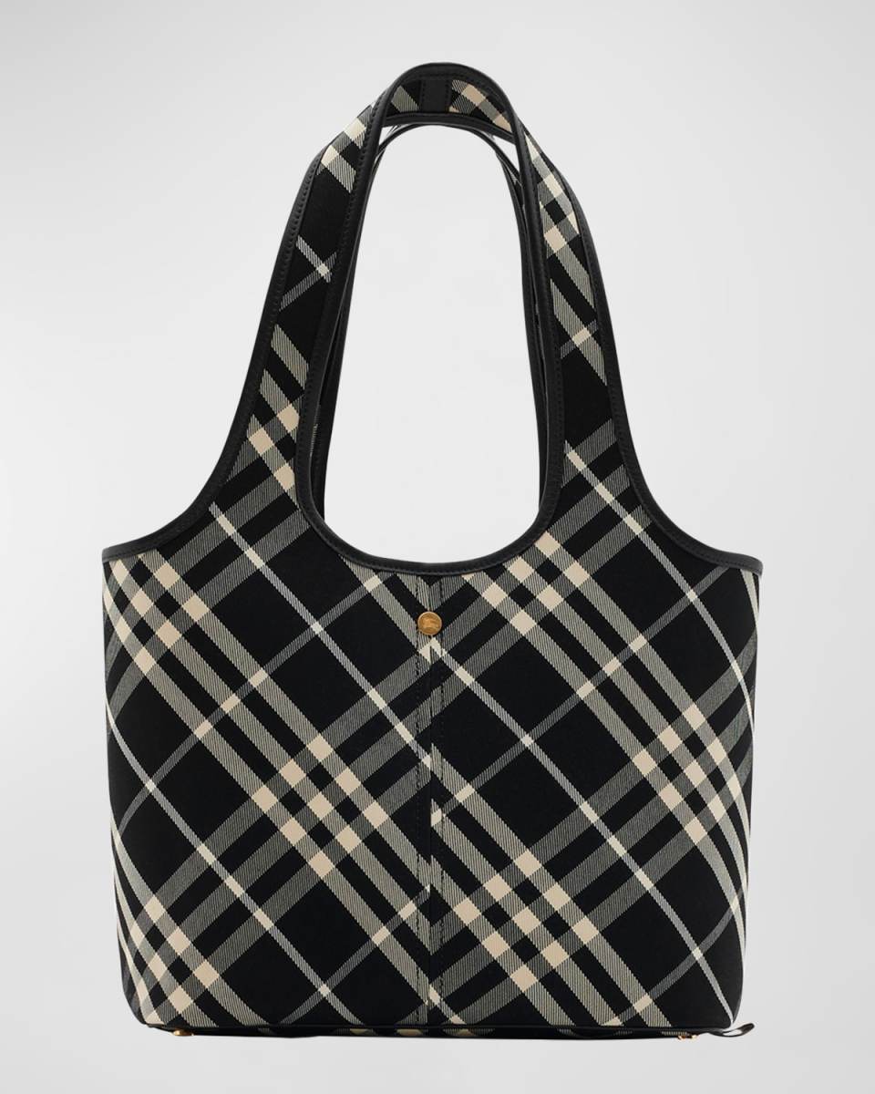 Small Check Canvas Tote Bag