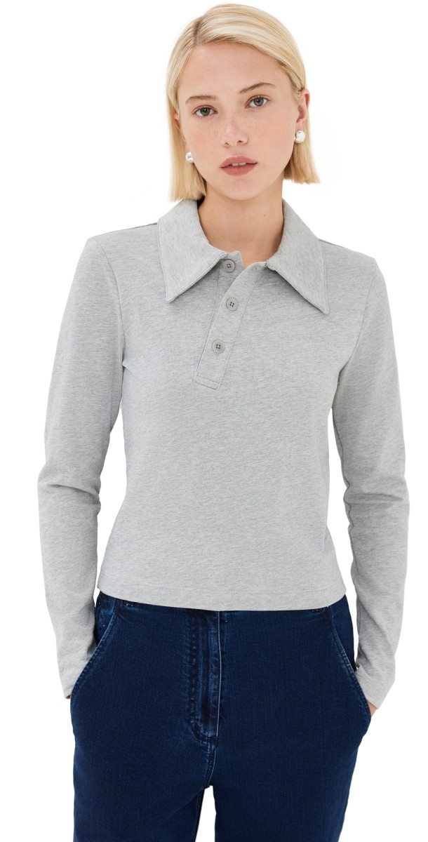 Tibi Perfect T Shrunken Polo Heather Grey