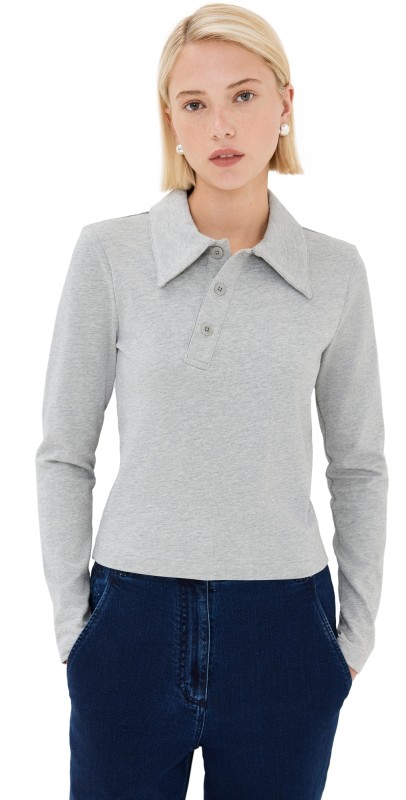 Tibi Perfect T Shrunken Polo Heather Grey