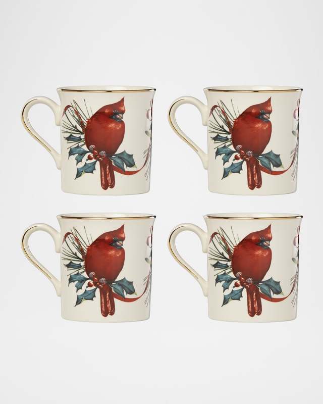 Winter Greetings Mugs, Set of 4