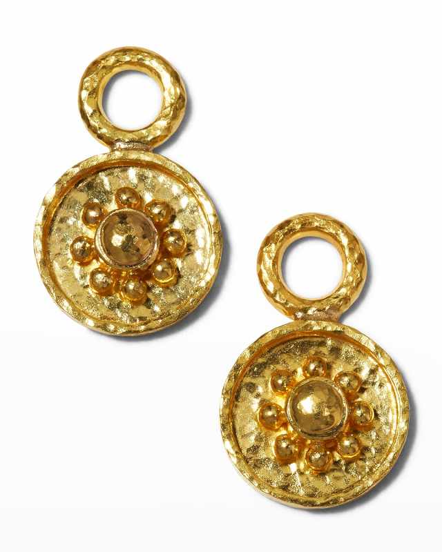 19k Gold Daisy Disc Earring Pendants